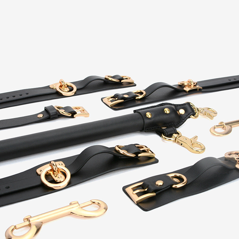 SM Leather Leg Splitter Punishment Flirting Leg Spreading Torture Instrument Bondage Bondage One Word Confinement Handcuffs Sex Toy Props