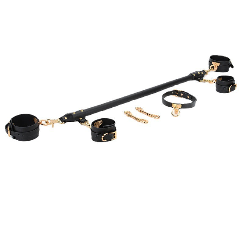 SM Leather Leg Splitter Punishment Flirting Leg Spreading Torture Instrument Bondage Bondage One Word Confinement Handcuffs Sex Toy Props