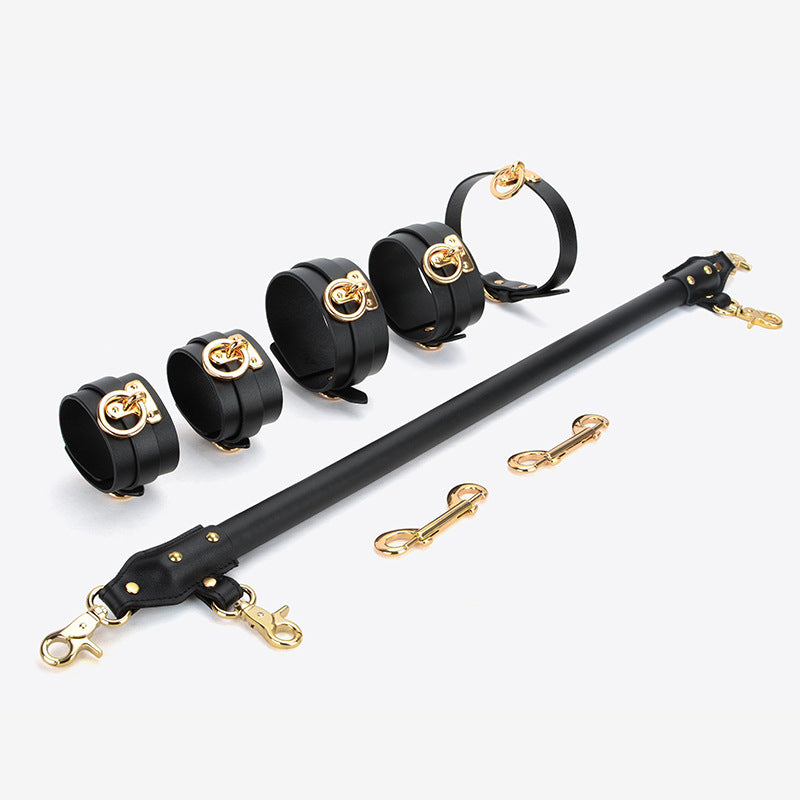 SM Leather Leg Splitter Punishment Flirting Leg Spreading Torture Instrument Bondage Bondage One Word Confinement Handcuffs Sex Toy Props
